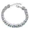 Hela - 925 Sterling Silver Handgjorda multi äkta runda Frie Rainbow Mystic Topaz Lady Chain Armelets231o