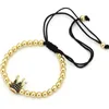 Nieuwe Populaire Verzilverd Black Bead Link Rhinestone Crown Charm Armband Womens Lover Armbanden voor Gift