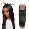 Bella Hair 4x4 Jedwabny Zamknięcie Brazylijska Indian Malezja Peruwiańska 100% Virgin Human Hair Trwałe 3 warstwy Fałszywe skórę głowy 8-20 Naturalny kolor jedwabiście prosta wyprzedaż