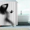 Moda creativa Sexy Girl y mujeres Shadow Silhouette baño cortina de ducha a prueba de agua cortina de baño decoración del hogar