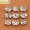 70pcs / lot blomma snidad etsad runda platta pärlor 14.2x14.2mm Antik silveravstånd smycken fynd L1840