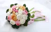 4 Färg Tillgänglig vacker rosa grön vit gul bröllop bukett konstgjord blomma med band brudbukets bukett av brud5154102
