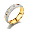 Gold Dull Polish Stainless Steel Ring Diamond Couple Engagement Wedding Rings Men Womens Fashion Jewelry will and sandy