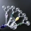 60PCS Skull Design Smoking Pipes Double Pyrex Glass Oil Burner Multicolor Spoon Pipe Round Ball Dome Hand Pipes SW29