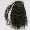 Natural Ponytail 160g African American Afro Kinky Curly Wrap Drawstring Ponytail Virgin Human Hair Extensions Pony tail Wrap with Clips