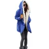 Inverno Moda Donna Casual Felpa con cappuccio Cappotto Giacca Parka Lungo Trench Soprabito Grande Nero Blu S-2XL