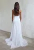 Sexy Spaghetti Straps Beach Prom Dresses Cheap Long Chiffon Bridal Gowns Backless Lace Appliqued Sheath Party Gowns HY4094