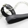 Leather Penis Rings with Metal Chain Leash Cockring Clit Stimulator Cock Ring Locking Penis Ring Sex Toy Products for Couple Men6821127