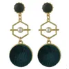 3 Colors Gold Metal Velvet Ball Long Drop Earrings for Women Ladies Party Fashion Accessories