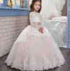 Nowe przybycie Baby Girls Sukienki kwiatowe Dzieci koronkowe długie rękawy puszysty impreza ślubna Komuniacja Komunii Formalne dziewczęta Księżniczka Dress6595842