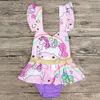 Adorabili vestiti appena nati Baby Girl Unicorno Pagliaccetto Arcobaleno Ruffles Manica Cartoon Animal Gonna con gonna Tuta Abiti Bambini Principessa Prendisole