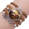 Fashion horse Glass Cabochon Infinity Love Leather Bracelet For Girls Women Children time gemstone handmade Jewelry Gift