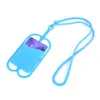 Universal Cell Phone Lanyard Card Holder Silicone Wallet Case Credit ID Card Bag Holder Pocket wallet card holder with Lanyard for iphone x