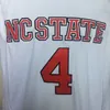 MI08 Mens NCAA Vintage NC State Wolfpack Деннис Смит-младший в колледже баскетбольные майки #4 Дом Красные сшитые рубашки белые майки S-XXL