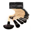 32 Trähandtag Ullmakeupborste Svart full kosmetisk kit Make up Borstar för ansiktspulver Eye Shadow Foundation Borste