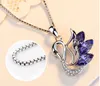 Sterling Silber Schwan Anhänger Halskette Medaillon Silber Kette Natur Amethyst Schwan Charm Anhänger Schmuck Geschenk für Freundin282S