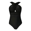 Damer Sexig Cross Halter Kvinnor Badkläder One Piece Swimsuit Solid Bathing Suits Beach Wear 4893889