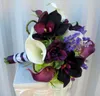 Bröllop bukett brudar bouquet plommon riktig touch calla lily orkidé brud bukett silk blomma bukett brudtillbehör8502782