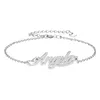 Nom du script " Angela " Bracelets à breloques pour femmes en acier inoxydable plaqué or 18 carats graver des bracelets personnalisés à breloques cadeau de Noël pour bébé