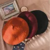 Primavera senhora inverno boinas boinas pintor chapéu chapéu estilo lã chapéu vintage mulheres cor sólida tampa feminina tampa de pé quente