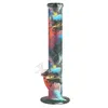 glow in the dark 6 colors Tube Smoking Water Pipes Round Base glass bong glasses sets bongs dab rig