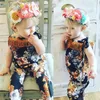 Baby flicka kläder sommar nyfödda spädbarn kläder blommig tofs jumpsuit outfits romper playsuit barn boutique kläder baby onesies