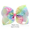 8 tum Jojo Bow Ribbed Ribbon Färgglada Printing Baby Girl Big Bowknot Bobby Pin Kid Hair Tillbehör 5 Design Blandade