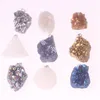 Mini Titanyum Melek Aura Kuvars Kolye Drusy Noktası Druzy Geode Kolye Geometrik Doğa Beyaz Drusy Titanyum Kaplamalı Kristal Küme Kolye