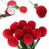 Charm Red Rose Flower Ring Box Party Wedding Earring Hanger Sieraden Gift Case Display Pack Boxes