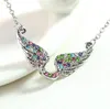 Elegant girl crystal necklace shiny plating angel wing necklaces for women nice gift Valentine's Day 5 color free ship