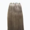 Cheveux brésiliens argentés 100g 40 pièces/ensemble Extension de bande gris argenté cheveux de trame de peau 12 "14" 16 "18" 20 "22" 24 "26" extensions de bande gris