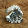 Линсион 925 Серебряное серебряное масонское кольцо черепа Мужское байкер панк -кольцо TA116 US Size 7-157476191