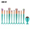 11 pcs sirène maquillage pinceau ensemble 3D coloré professionnel Fondation Blush gros poisson queue pinceau rose or cosmétique maquillage pinceaux Kit outil