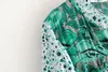 Boho verde praia boêmio vestidos de mulheres New Chic floral impresso maxi V-neck manga comprida dividir vestidos primavera verão férias à beira-mar vestidos