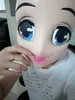 Kvinnlig söt tjej halv huvud kigurumi mask med bjd ögon tecknad cosplay japansk anime roll lolita mask