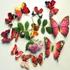 12 pièces/ensemble Artificielle 3D Papillon Stickers Muraux Réfrigérateur Aimant Autocollant Réfrigérateur Aimants Décoration de La Maison