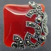 Bijoux fantaisie Marcassite Jade rouge Bague en argent sterling 925 Taille Us 7/8/9