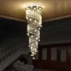 Luxury LED Spiral Crystal Chandelier Lighting Raindrop Trappa Kristaller Takljus Farmaturer med stjärnor för trappor Vardagsrum