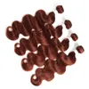 Offerte di fasci di capelli umani peruviani rosso rame 4 pezzi con onda frontale completa del corpo # 33 chiusura frontale in pizzo 13x4 ramato scuro con intrecci