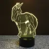 Unicorn Shape 3d Night Light 7 Färg Ändra LED Kid Bordsbord Skrivbord Lampa Party Gift # R42