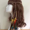 Pavão de pavão Headwear Indiano Bohemia Headband Folk Handmade Corda Tecido para Meninas Com Grânulos 2 estilos Atacado