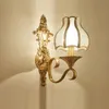 Luxo Europeu Copper Sala de estar Lâmpada de Parede Villa Villa Americana Royal Cobre Quarto Sconces Corredor Wall Lighting