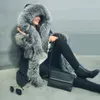 2017 New European Style Fashion Real Fur Coat Kvinnor Varm Vinterpäls Lång lyx tjock kvinnlig jacka mink