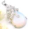 Luckyshine 6 Pz/lotto Classico 100% Naturale Taglio Goccia Acqua Diamante Bianco Fuoco Pietra di Luna Pietra Preziosa Argento Vintage Pendenti con gemme e perle Collana di Gioielli