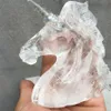 1 peça escultura manual natural transparente quartzo unicórnio caveira cristal cura para decoração de casa pedra crânio3061237