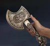 Decorated Old Handwork Miao Silver Carved Dragon Exorcism Axe Statue