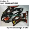Black Flames Backings Set voor Suzuki GSXR 1000 K3 2003 2004 Fairing Kit GSXR1000 03 04 Carrosserie GSXR1000 UF01