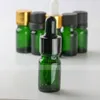 1150pcs / lot GROSSO 5ml verde vidro Cor Garrafas óleo essencial com metal ouro prata Dropper Cap vidro Pipeta