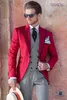 Moda Czerwony Mężczyźni Ślub Tuxedos Peak Lapel One Button Groom Tuxedos Men Wedding / Prom / Dink / Darty Dress (Kurtka + Spodnie + Kamizelka + Kamizelka) 1793