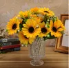 Dulce flor artificial 1 manojo 7 cabezas flor de seda girasoles mesa fiesta decoración hogar decoración ramo JM0065 envío gratis